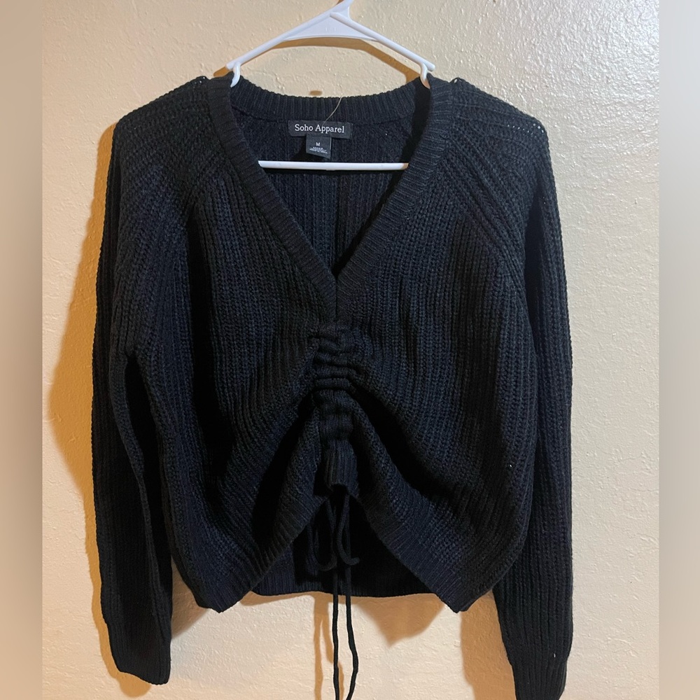 Soho Apparel Women's Elegant Black V-Neck Sweater